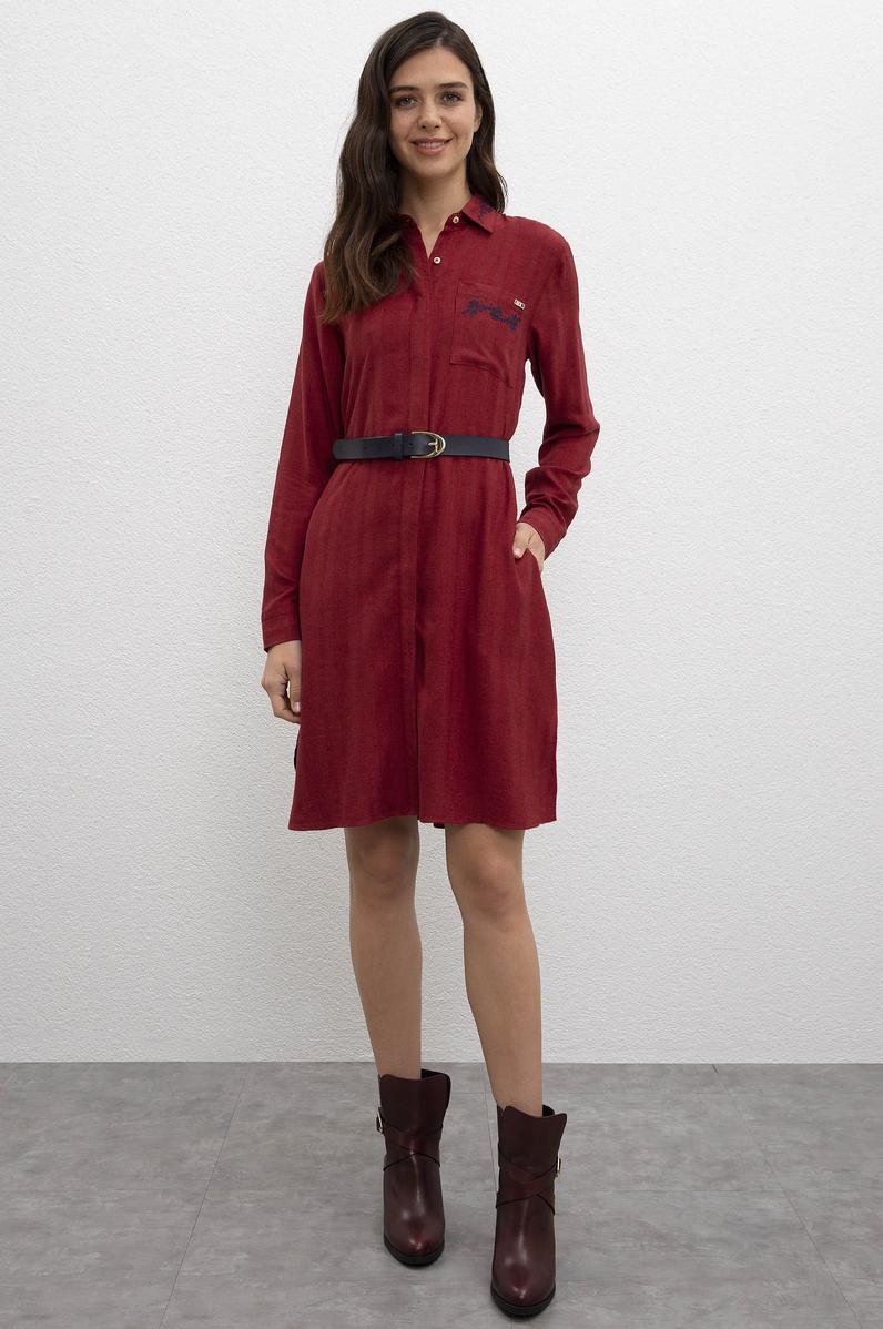 Kadın Kırmızı Dokuma Elbise