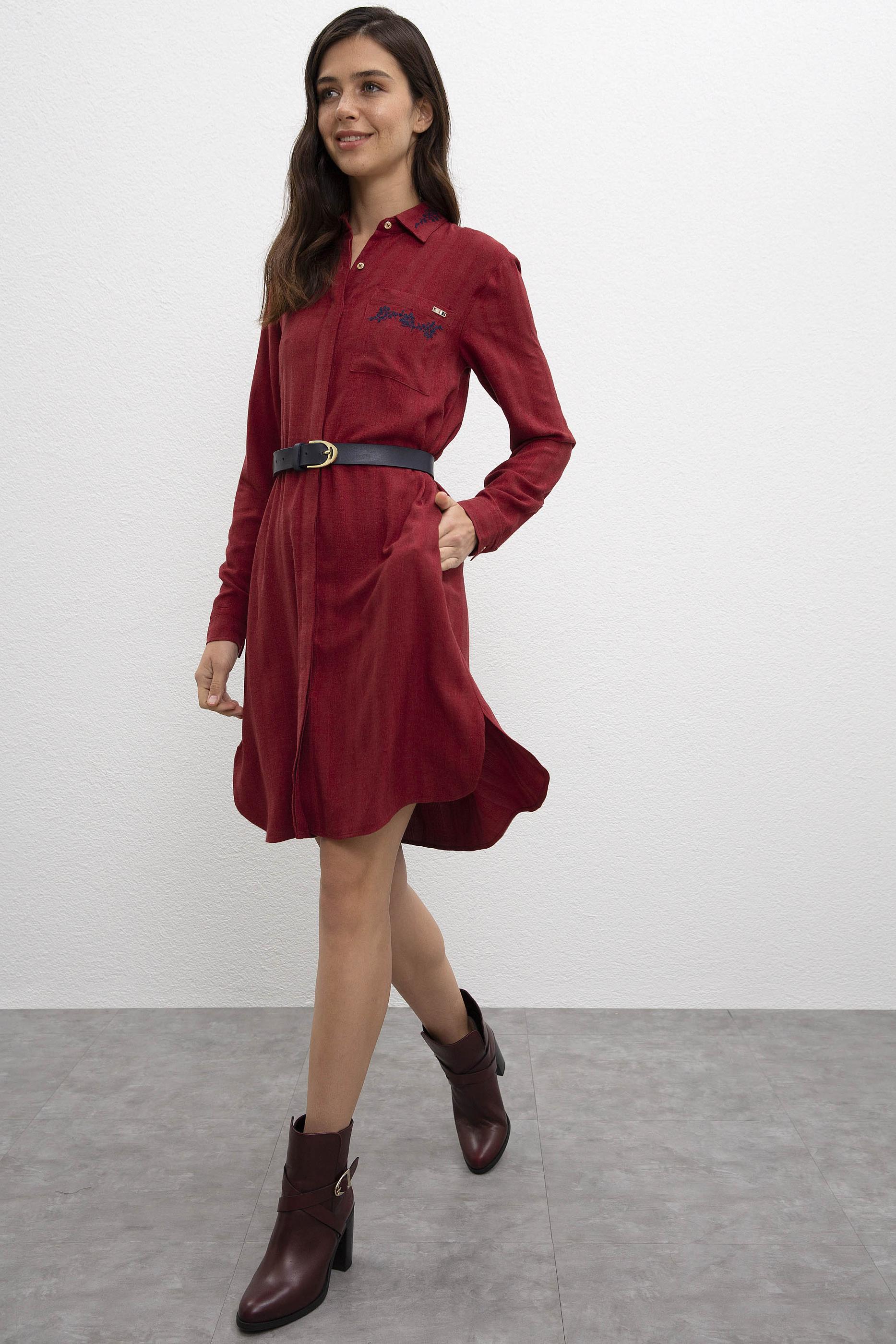 Kadın Kırmızı Dokuma Elbise