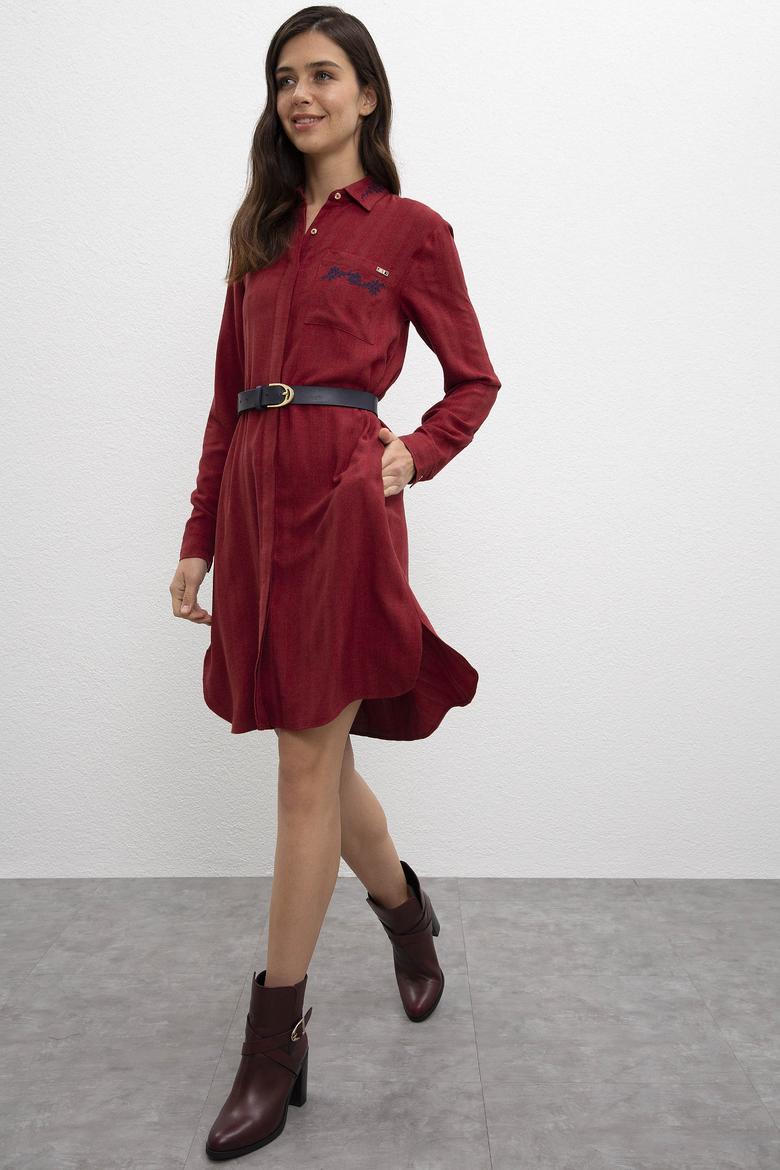 Kadın Kırmızı Dokuma Elbise - 50207763008