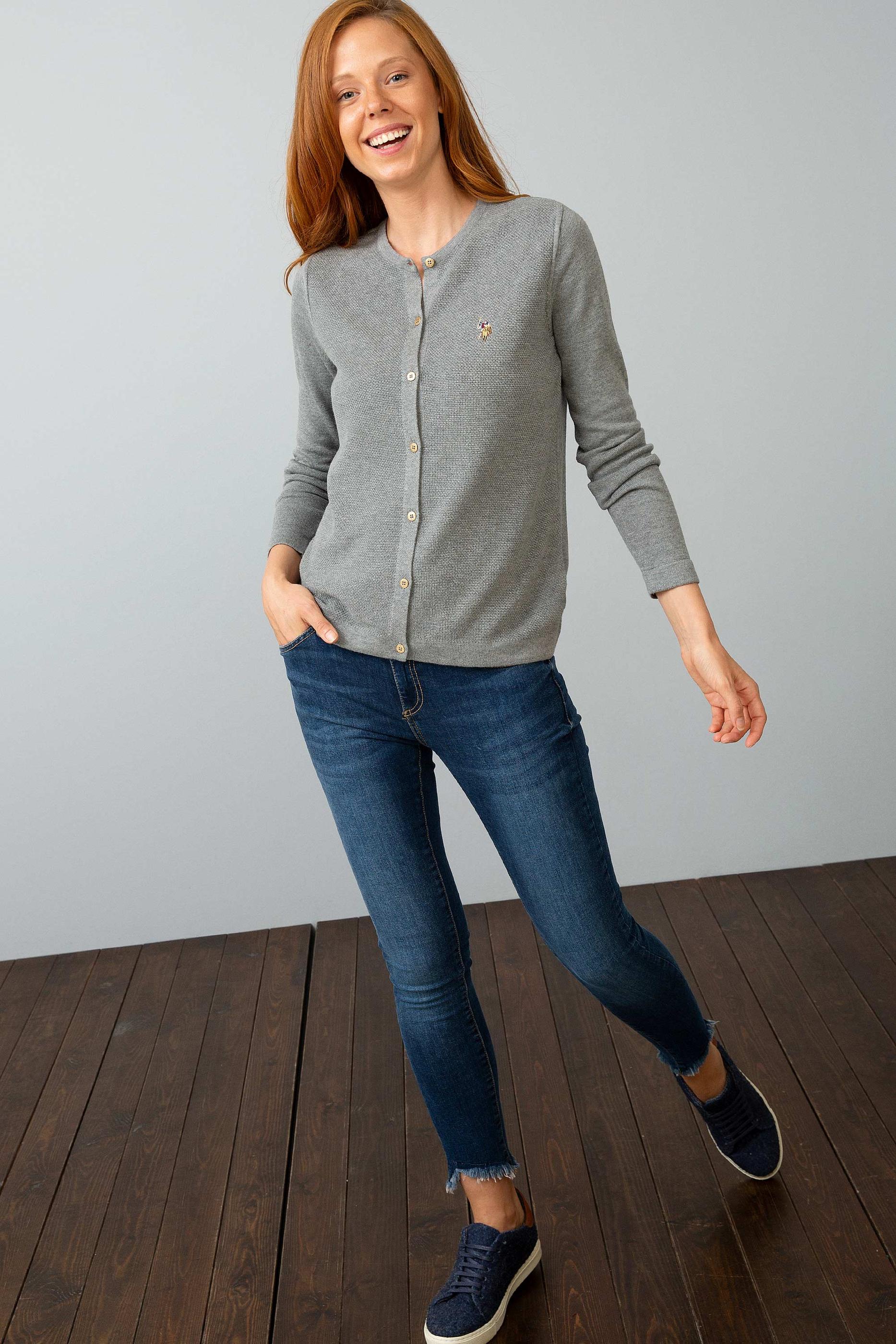 Gri Triko Hırka Basic