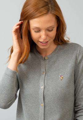 Gri Triko Hırka Basic - 50193782008