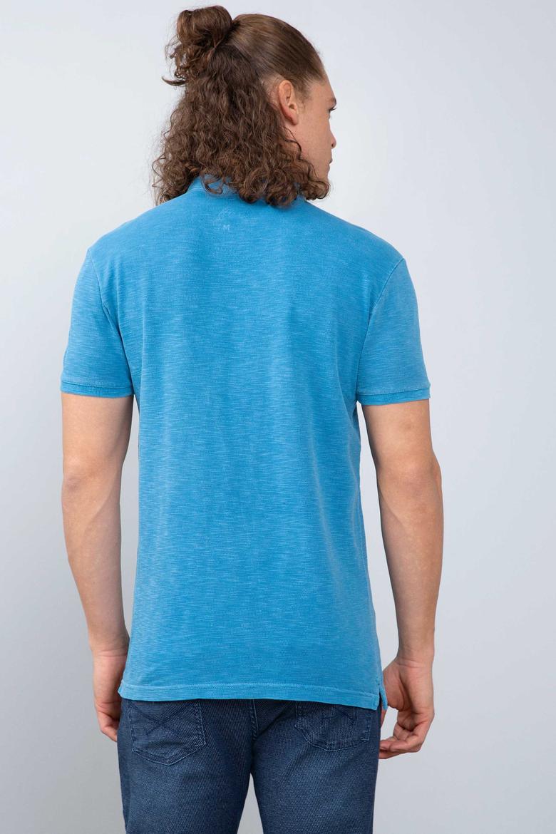 Erkek İndigo Hakim Yaka T-Shirt - 50202940001