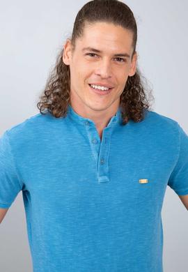 Erkek İndigo Hakim Yaka T-Shirt - 50202940001