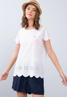 Kadın Beyaz Bisiklet Yaka T-Shirt - 50203317002