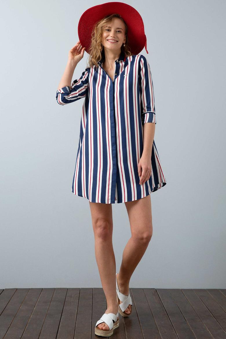 Kadın Lacivert Dokuma Elbise - 50202402001