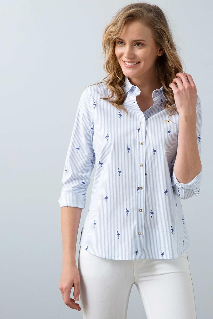 Kadın Mavi Gömlek Uzunkol