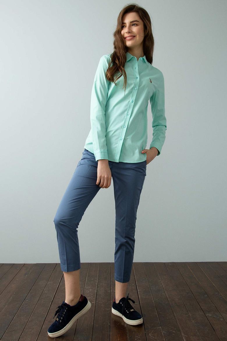 Kadın Mint Uzun Kollu Basic Gömlek - 50192076083