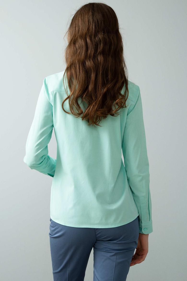 Kadın Mint Uzun Kollu Basic Gömlek - 50192076083