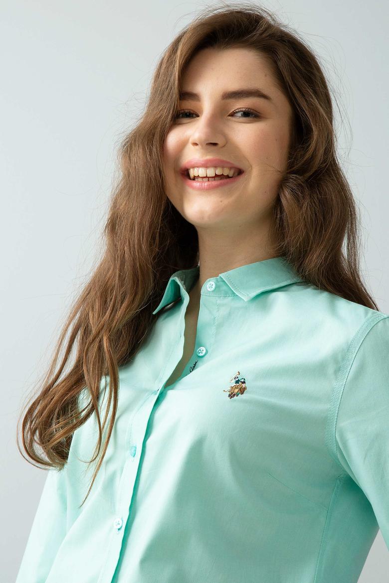Kadın Mint Uzun Kollu Basic Gömlek - 50192076083
