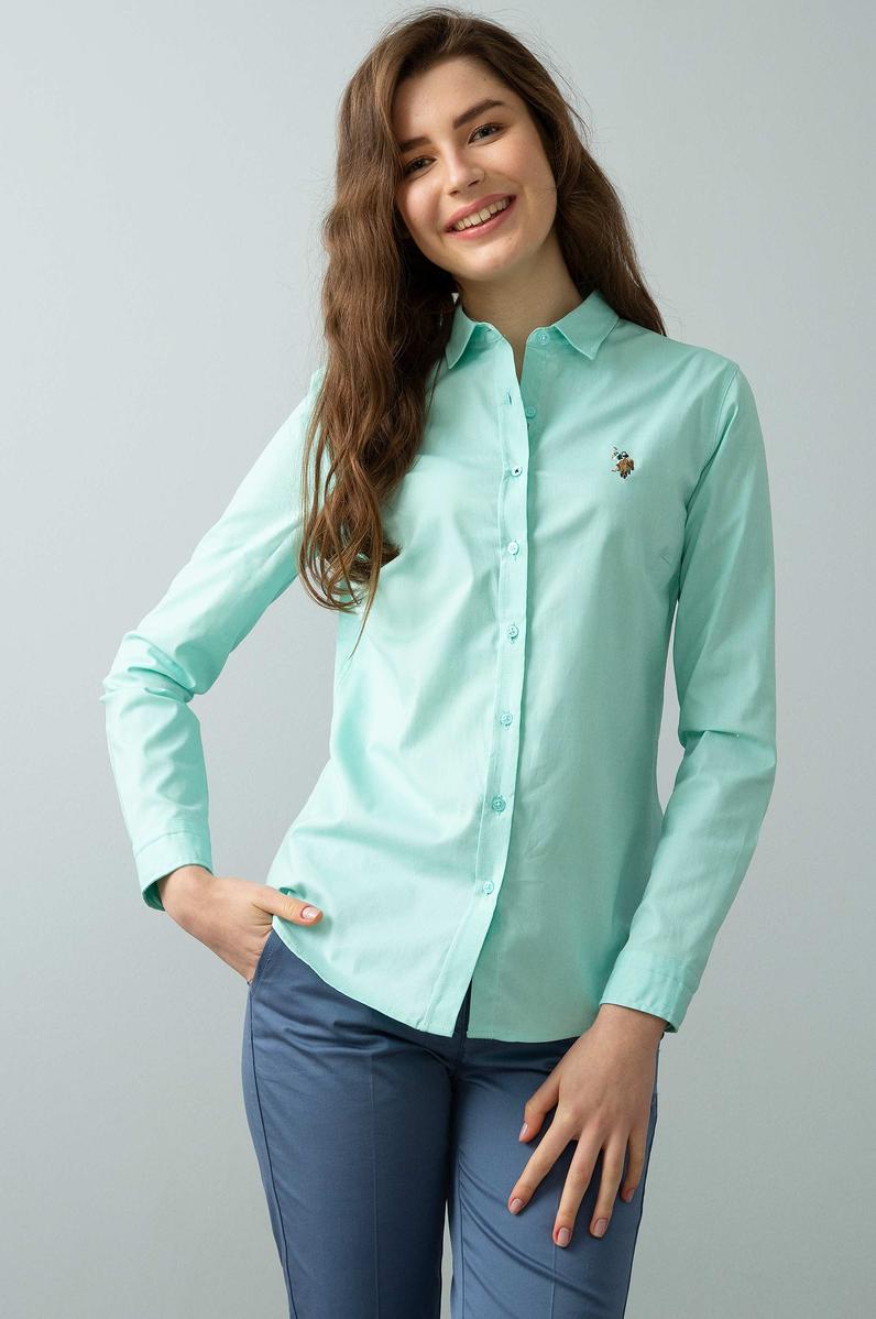 Kadın Mint Uzun Kollu Basic Gömlek