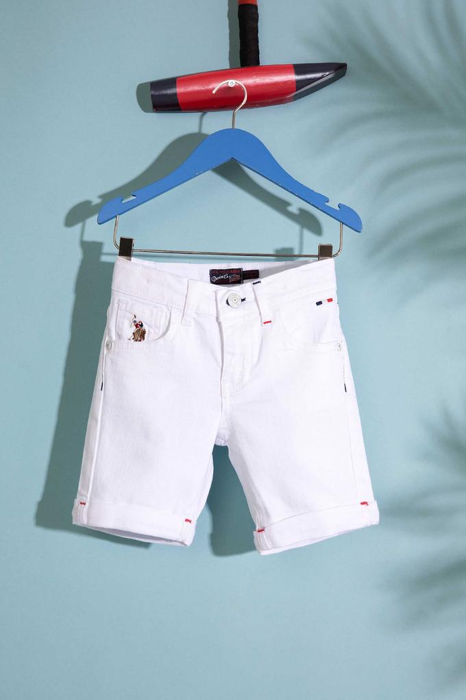 Erkek Çocuk Beyaz Denim Bermuda