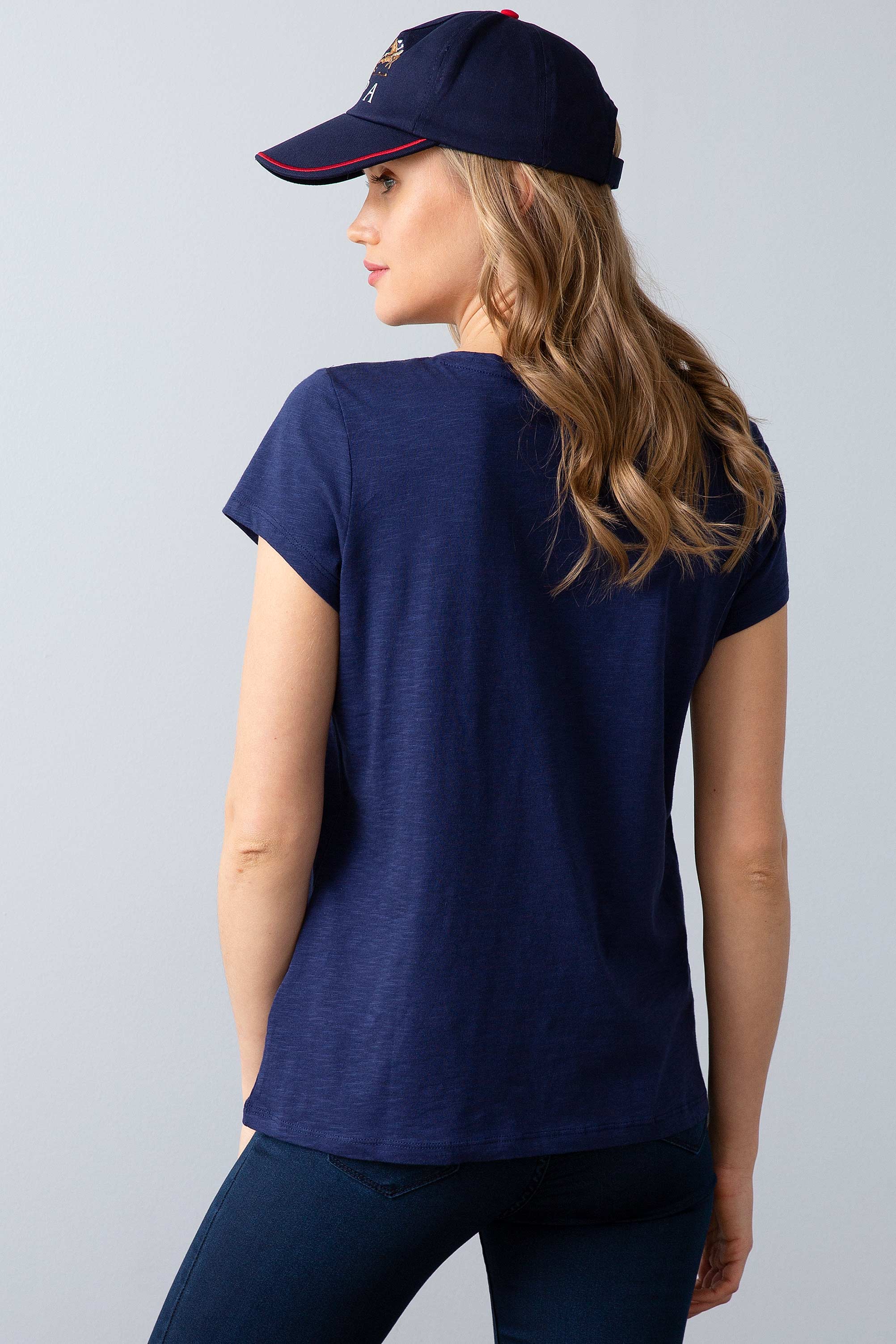 Kadın Lacivert Bisiklet Yaka T-Shirt - Image 3