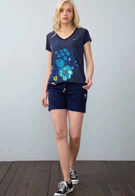 Kadın Lacivert V - Yaka T-Shirt - 50202499009