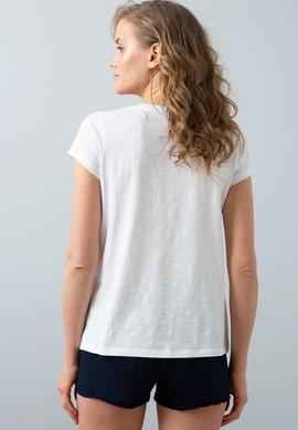 Kadın Beyaz Bisiklet Yaka T-Shirt - 50202606003