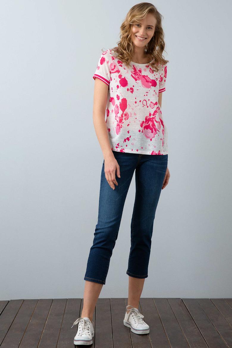 Kadın Pembe Bisiklet Yaka T-Shirt - 50202500002