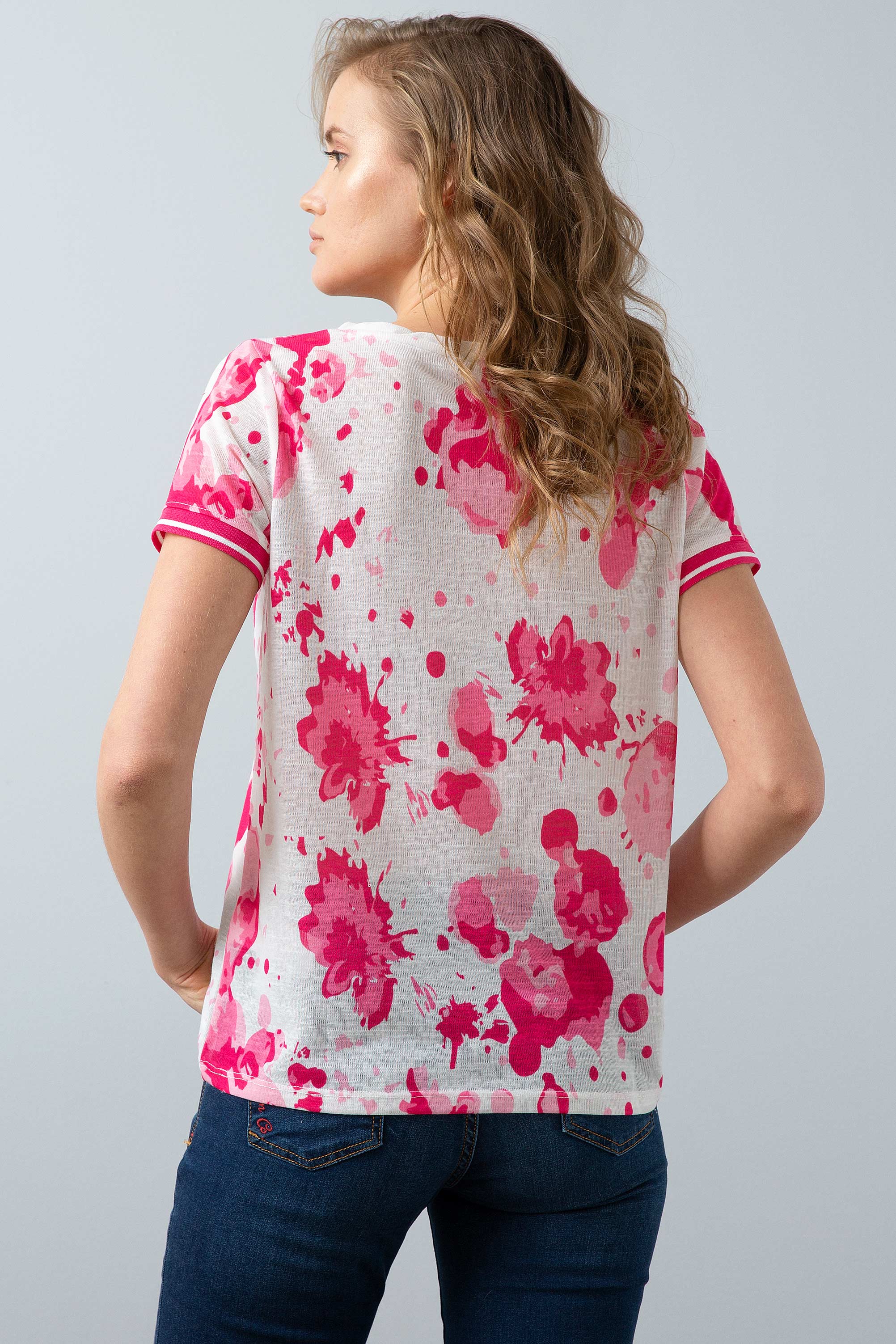 Kadın Pembe Bisiklet Yaka T-Shirt