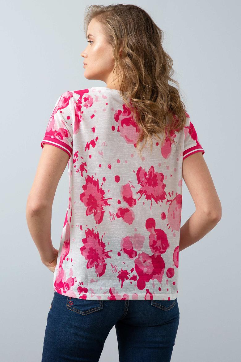 Kadın Pembe Bisiklet Yaka T-Shirt - 50202500002