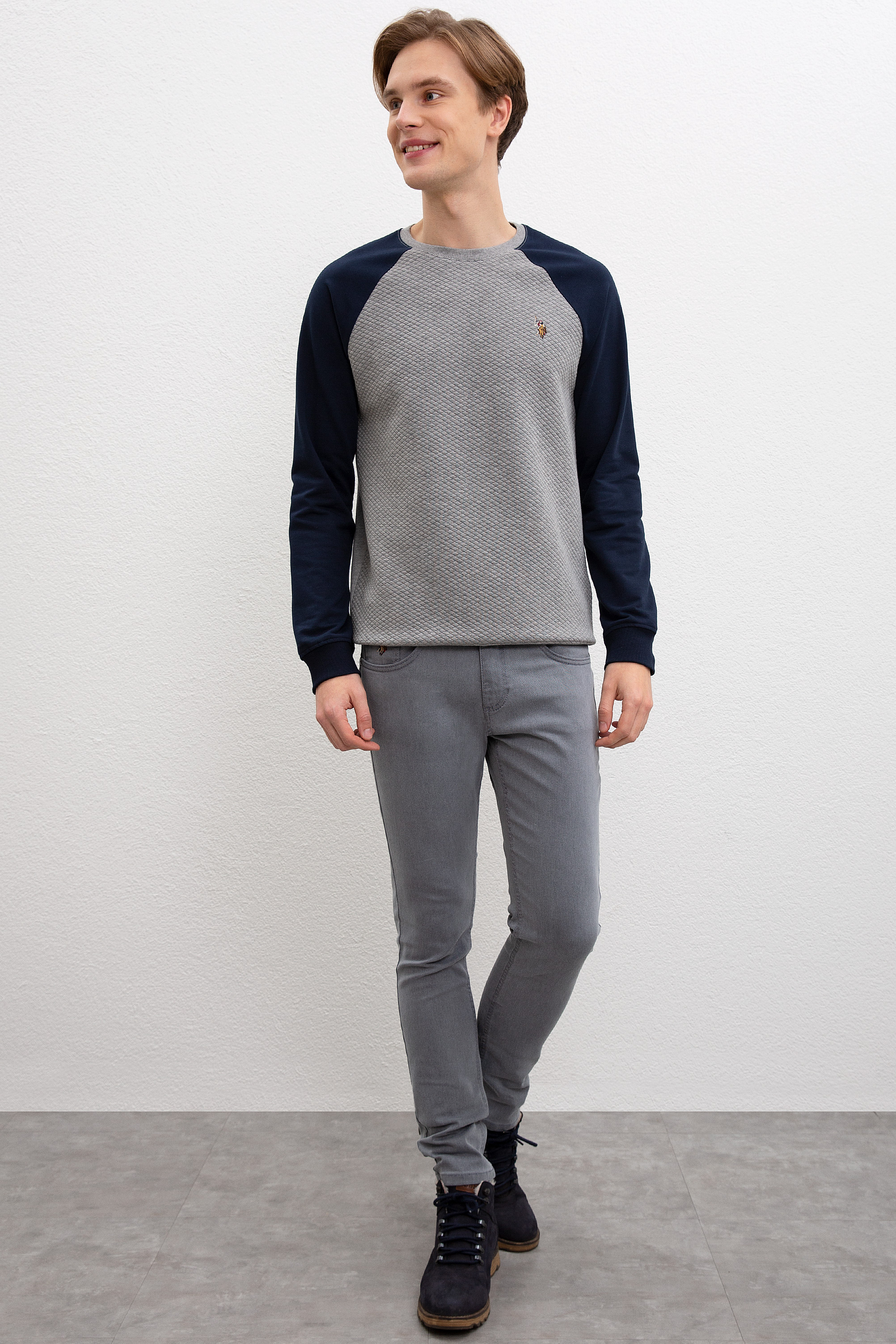 Erkek Lacivert Bisiklet Yaka Sweatshirt - Image 4