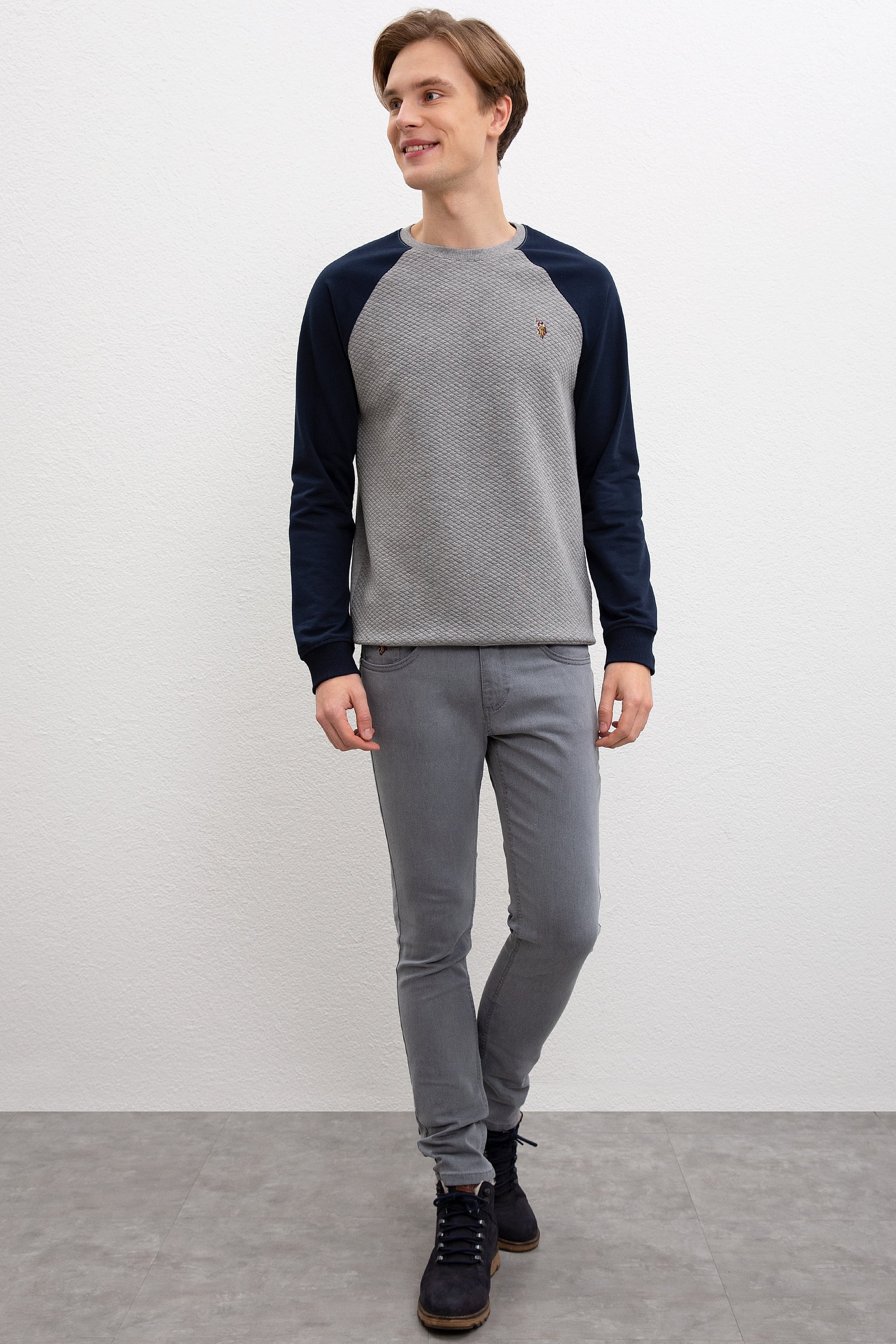 Erkek Lacivert Bisiklet Yaka Sweatshirt
