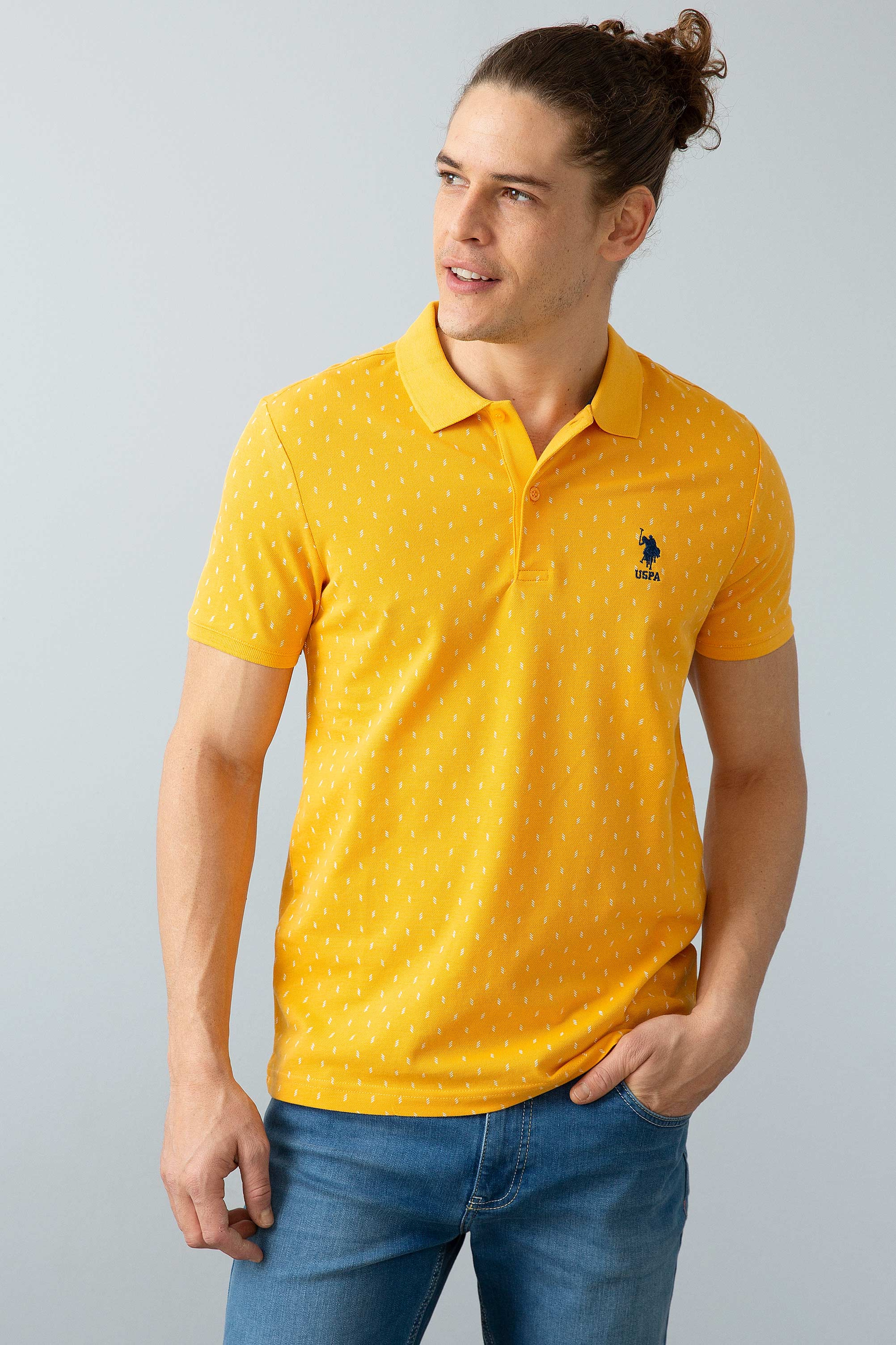 Erkek Koyu Sarı Polo Yaka T-Shirt - Image 1