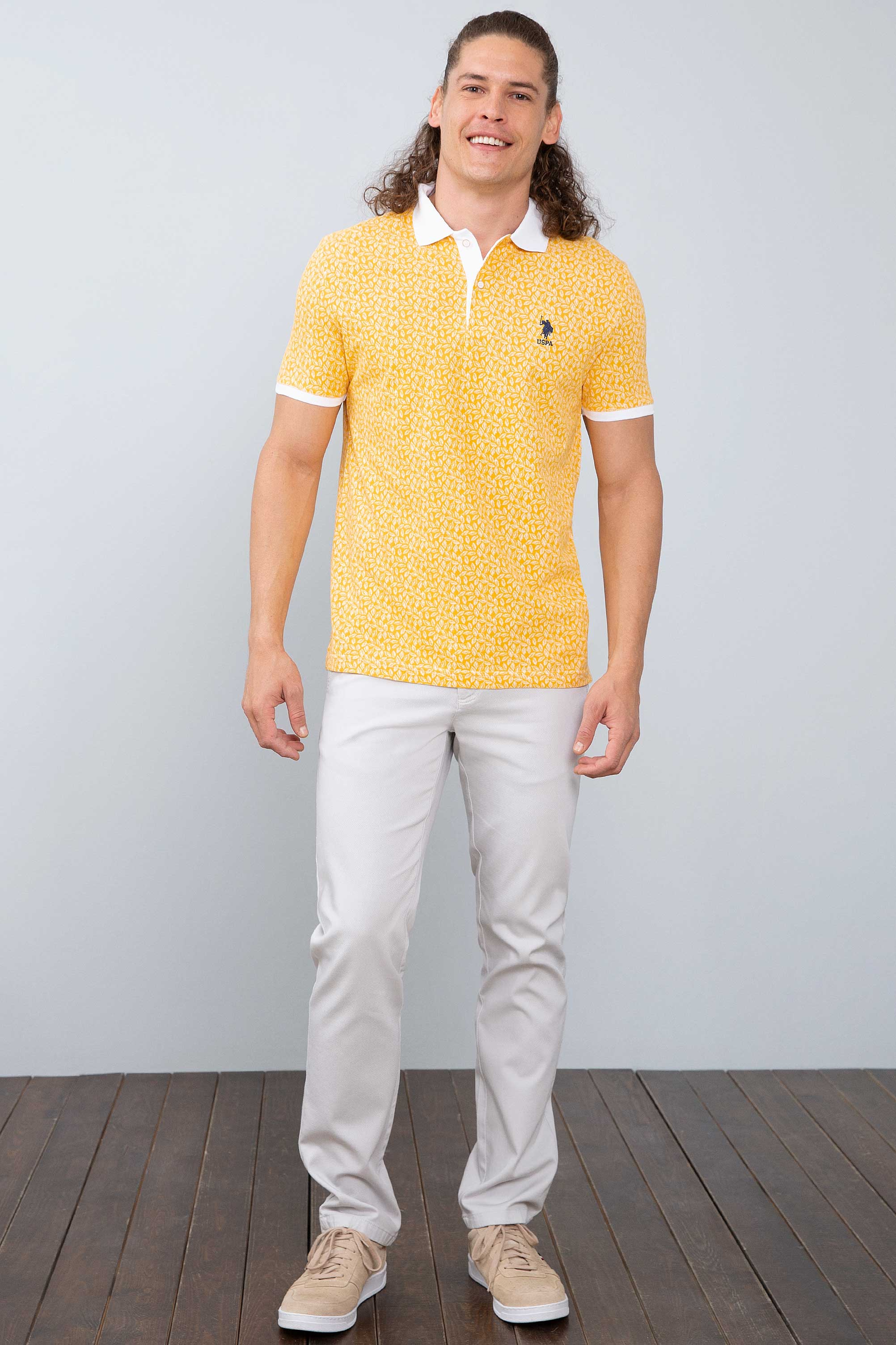 Erkek Sarı Polo Yaka T-Shirt - Image 5