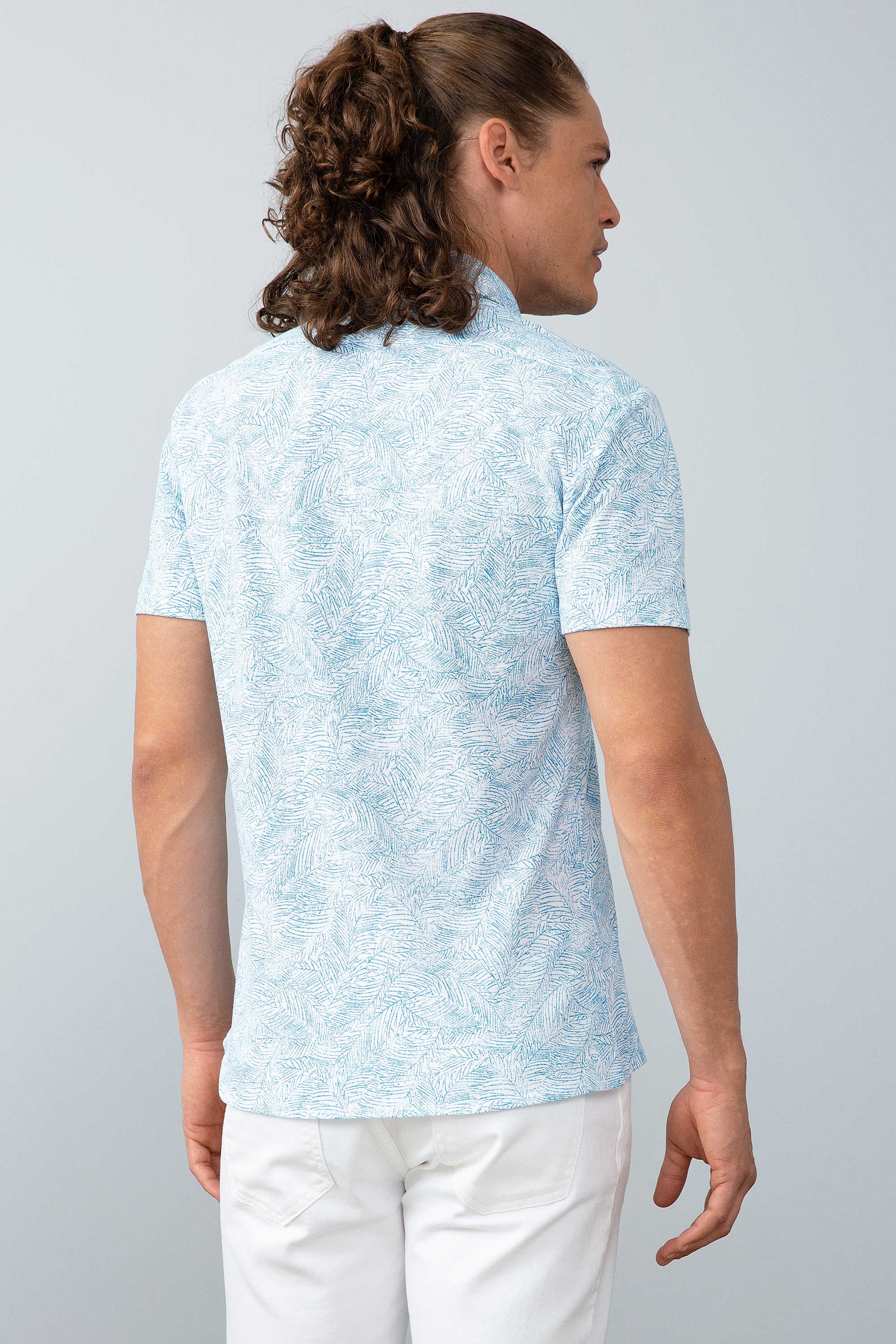 Erkek Beyaz Gömlek Yaka T-Shirt