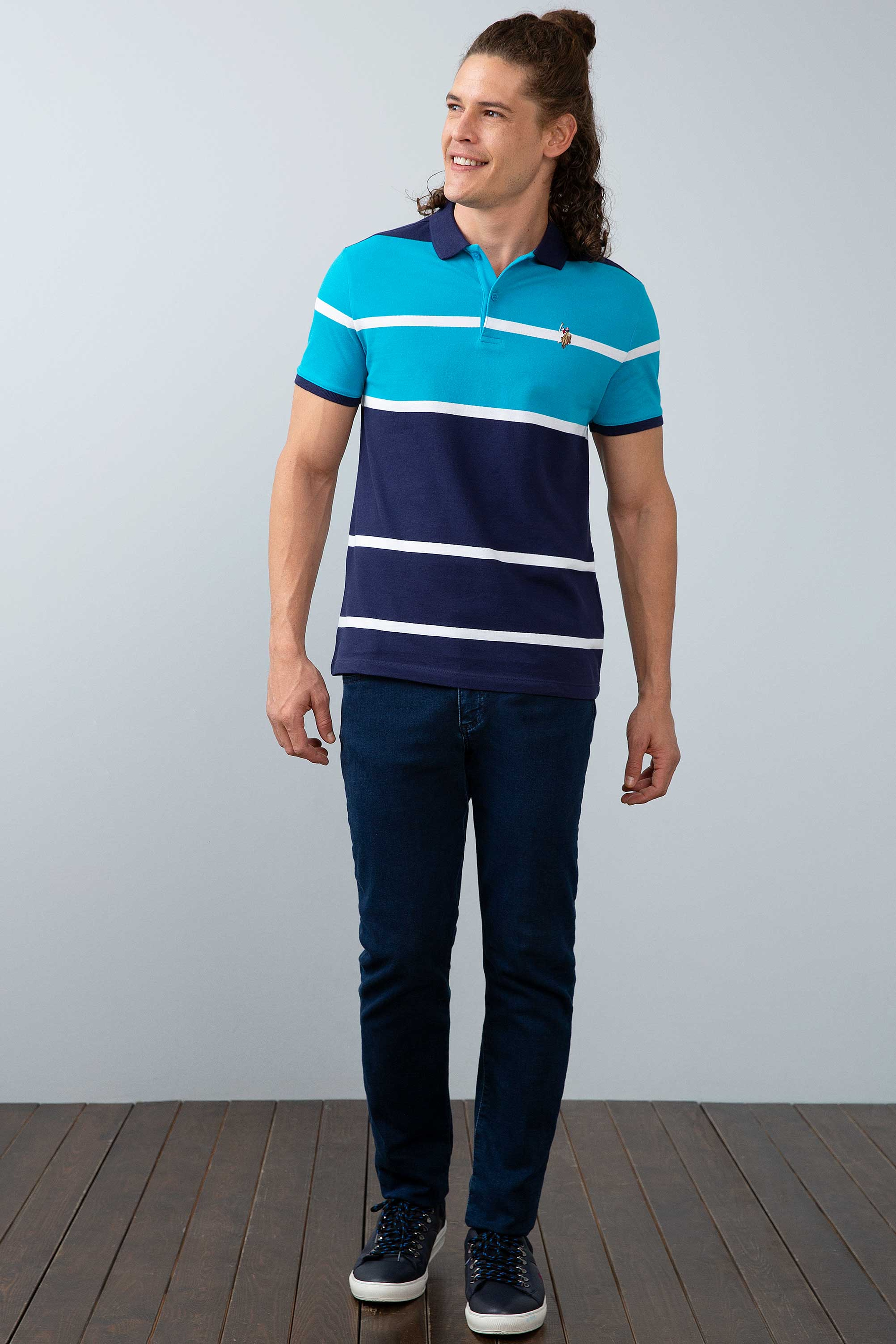 Erkek Petrol Polo Yaka T-Shirt - Image 3