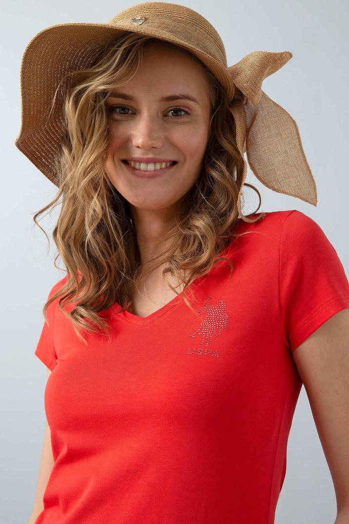 Kadın Kırmızı V - Yaka T-Shirt Basic