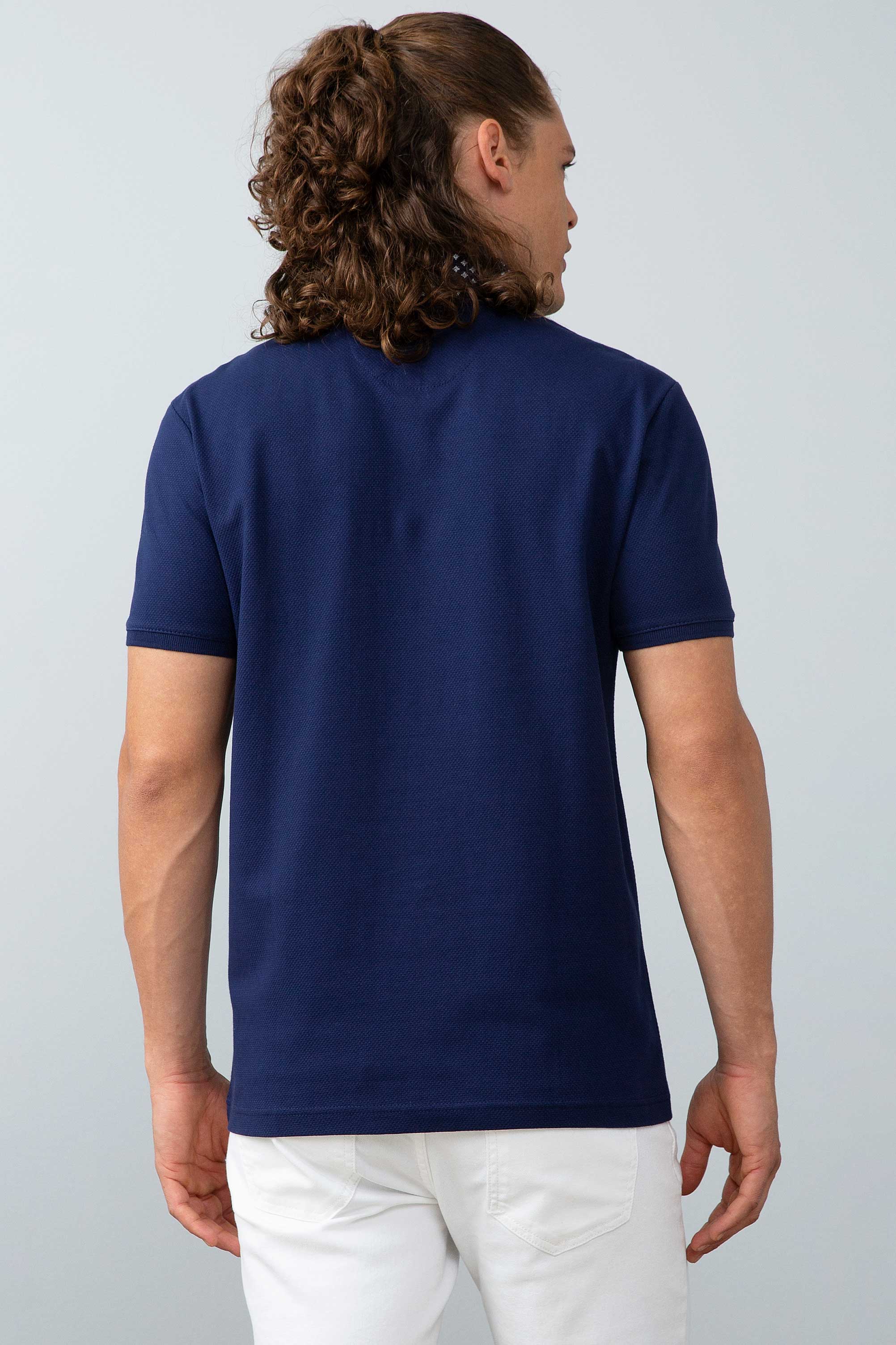Erkek Lacivert Polo Yaka T-Shirt - Image 3