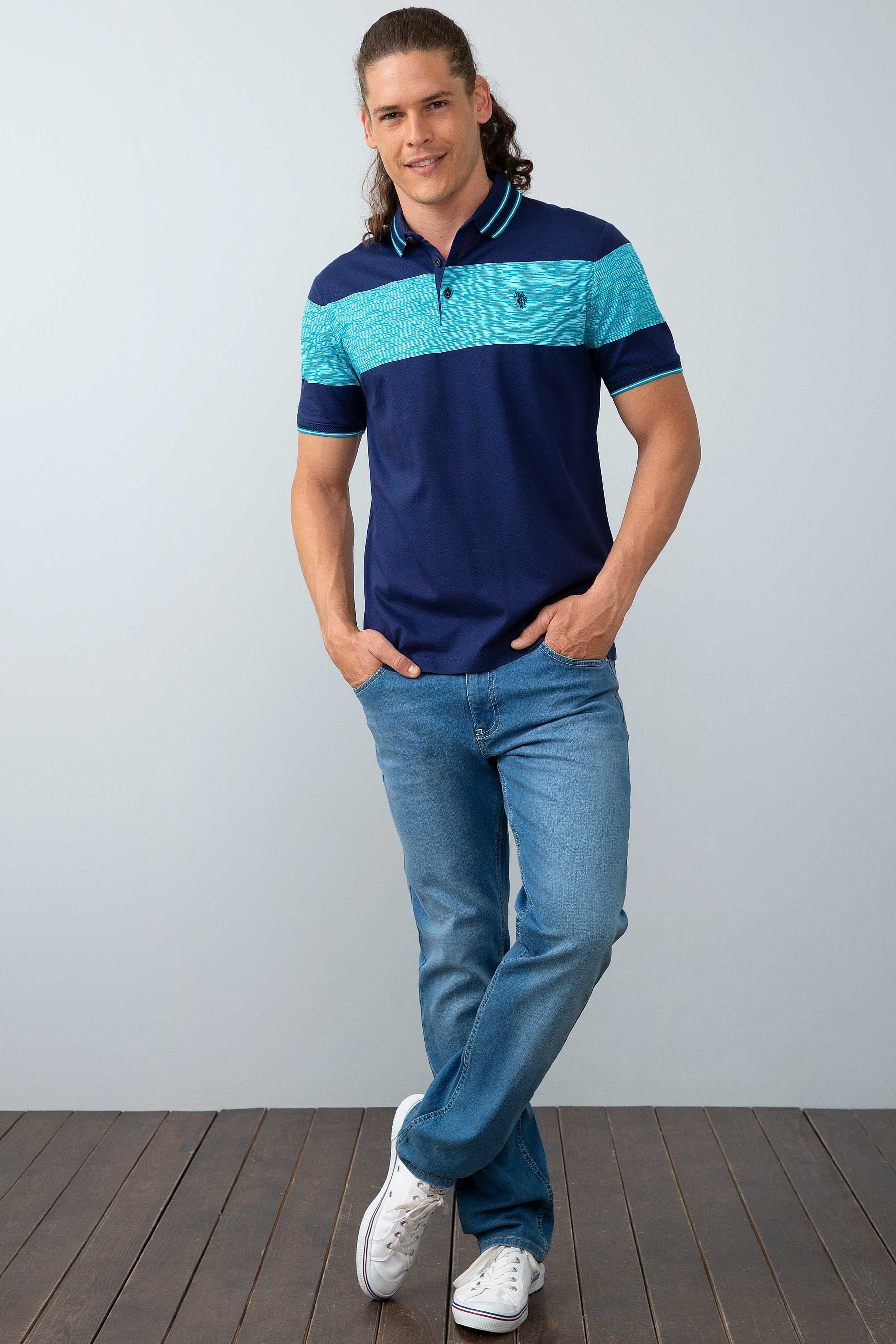 Erkek Lacivert Polo Yaka T-Shirt - Image 1