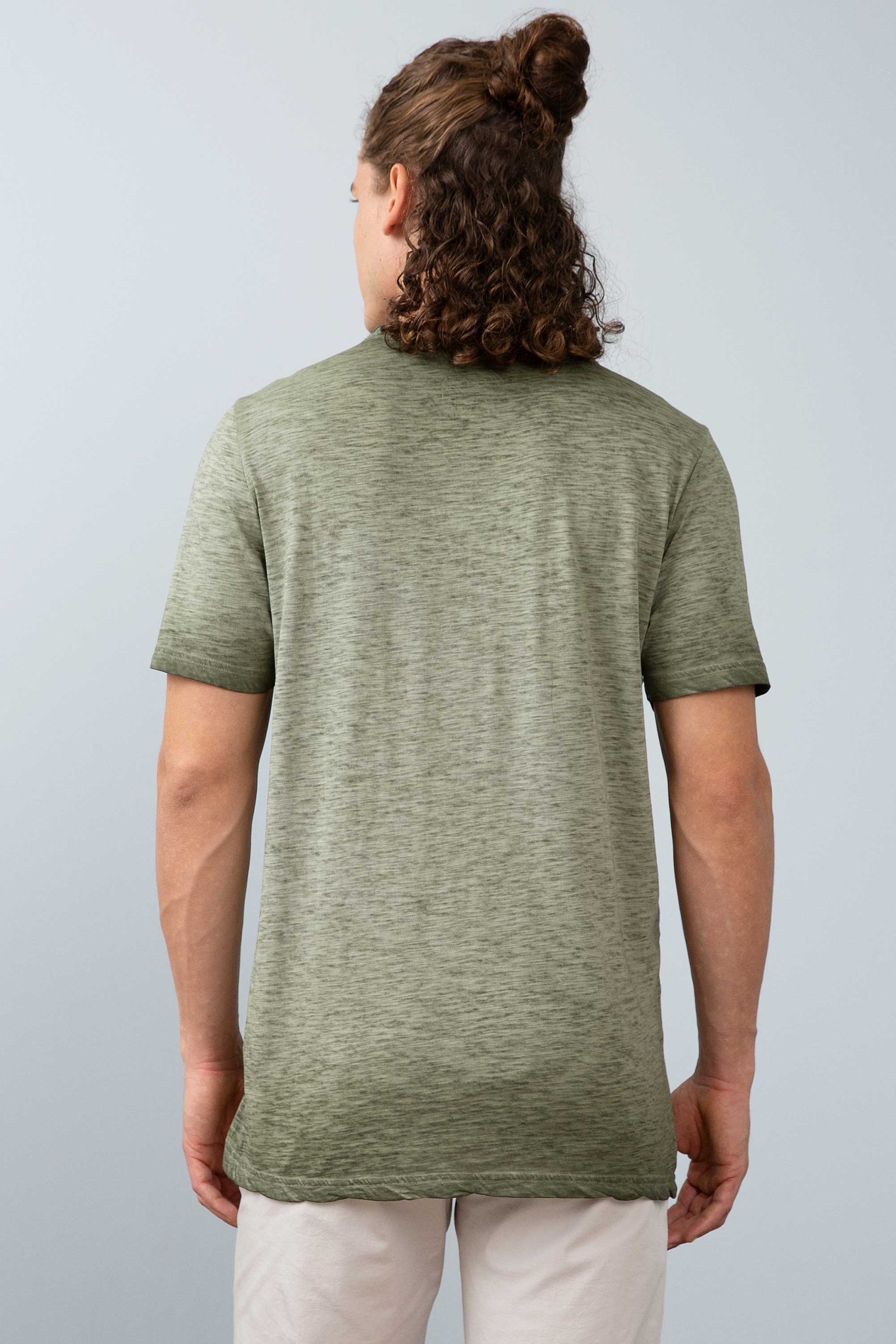 Erkek Koyu Haki Bisiklet Yaka T-Shirt - Image 4