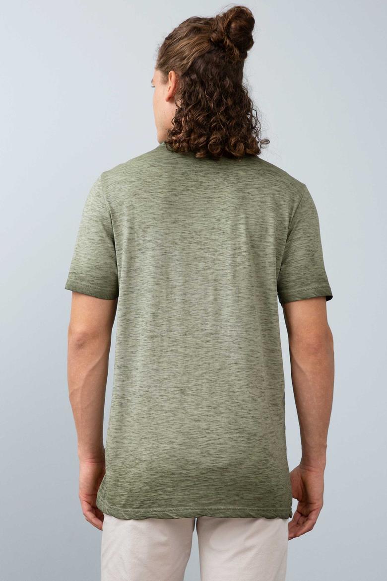 Erkek Koyu Haki Bisiklet Yaka T-Shirt - 50199811031