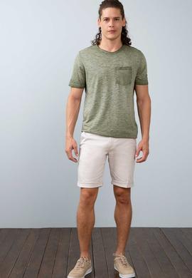 Erkek Koyu Haki Bisiklet Yaka T-Shirt - 50199811031