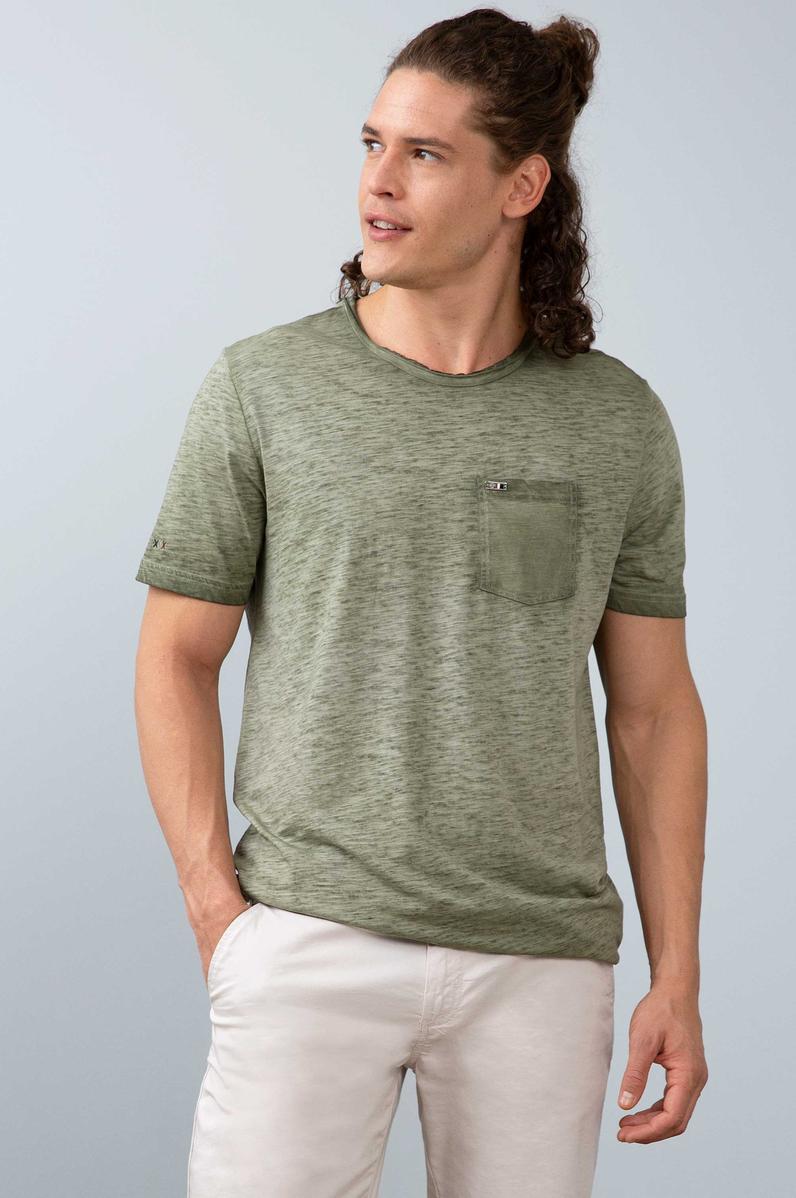 Erkek Koyu Haki Bisiklet Yaka T-Shirt