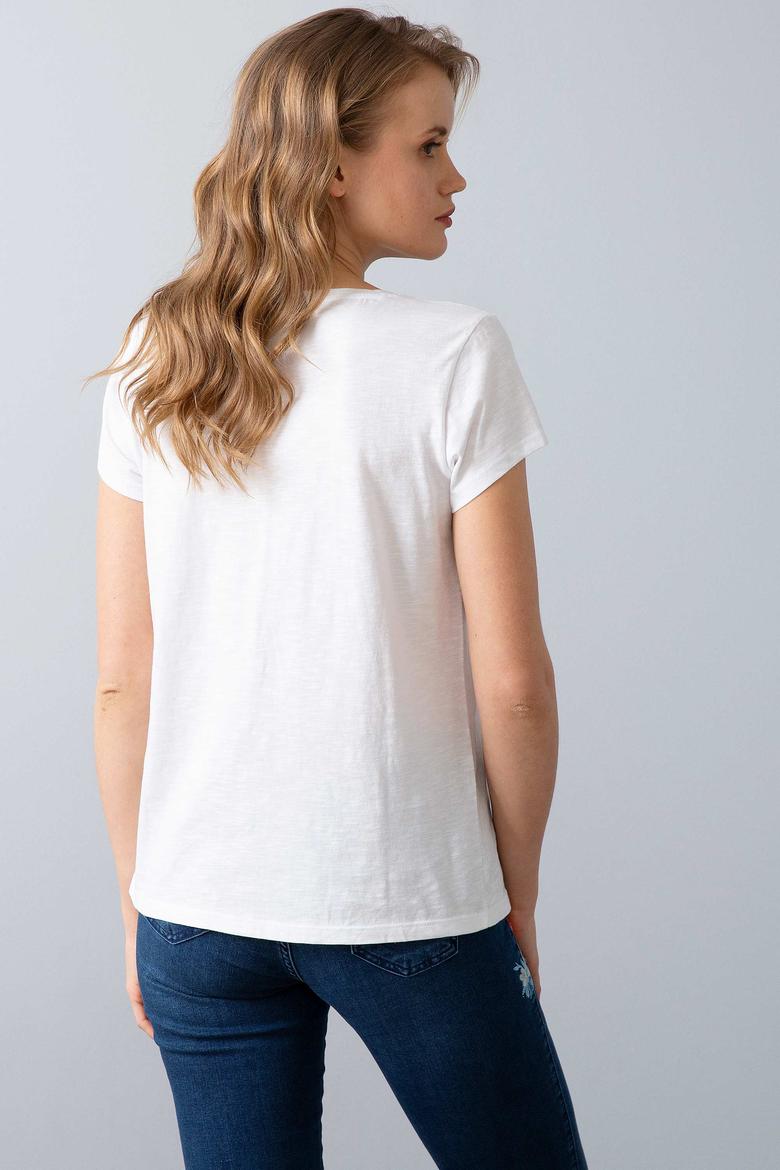 Kadın Pembe Bisiklet Yaka T-Shirt - 50202601001