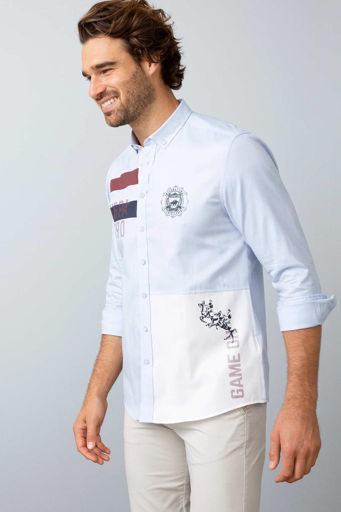 Erkek Açık Mavi Uzun Kollu Gömlek