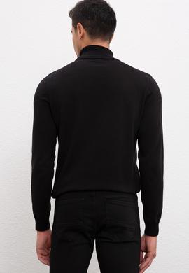 Erkek Siyah Balıkçı Yaka Triko Kazak Basic - 50207646043