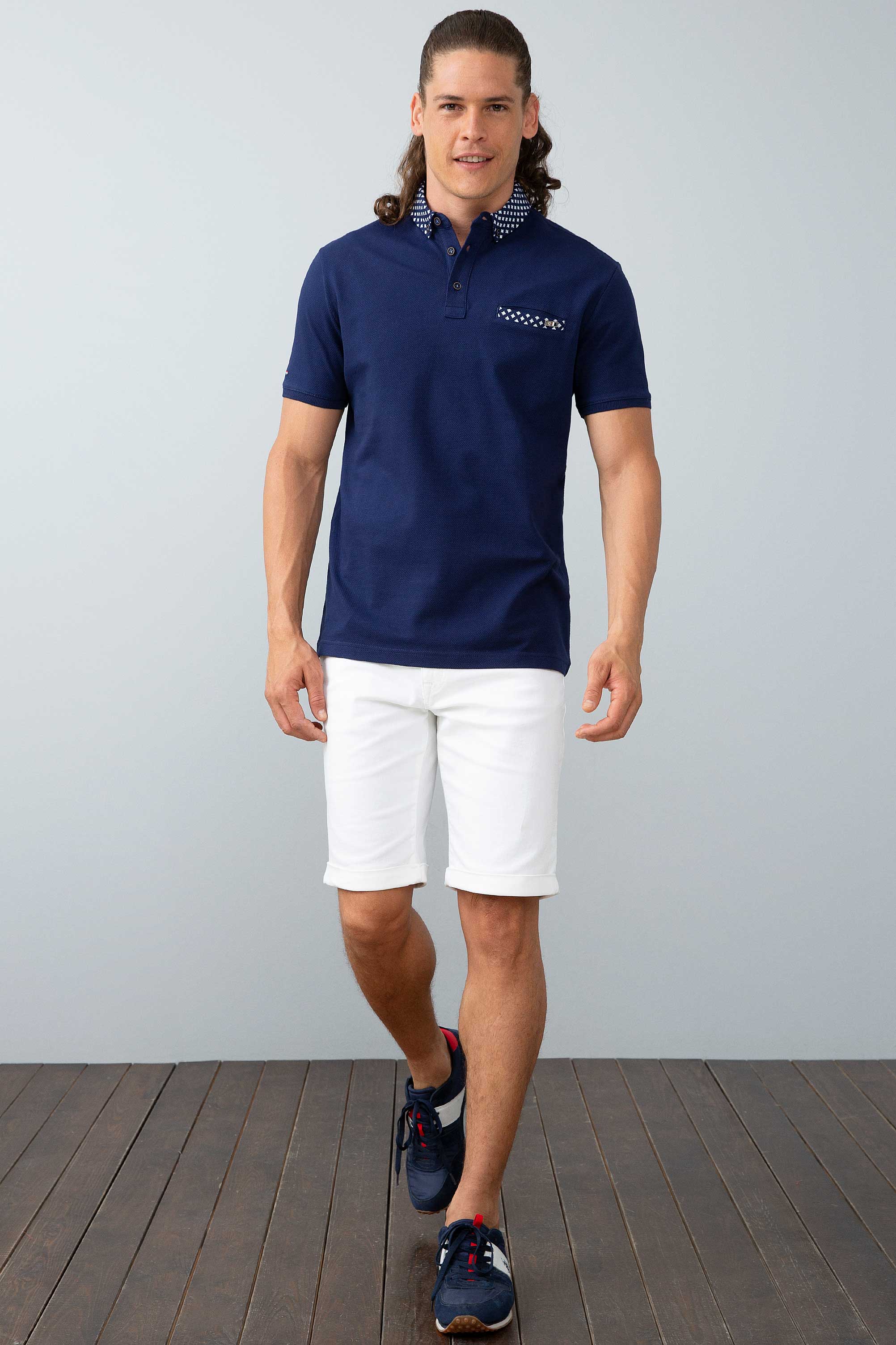 Erkek Lacivert Polo Yaka T-Shirt - Image 2
