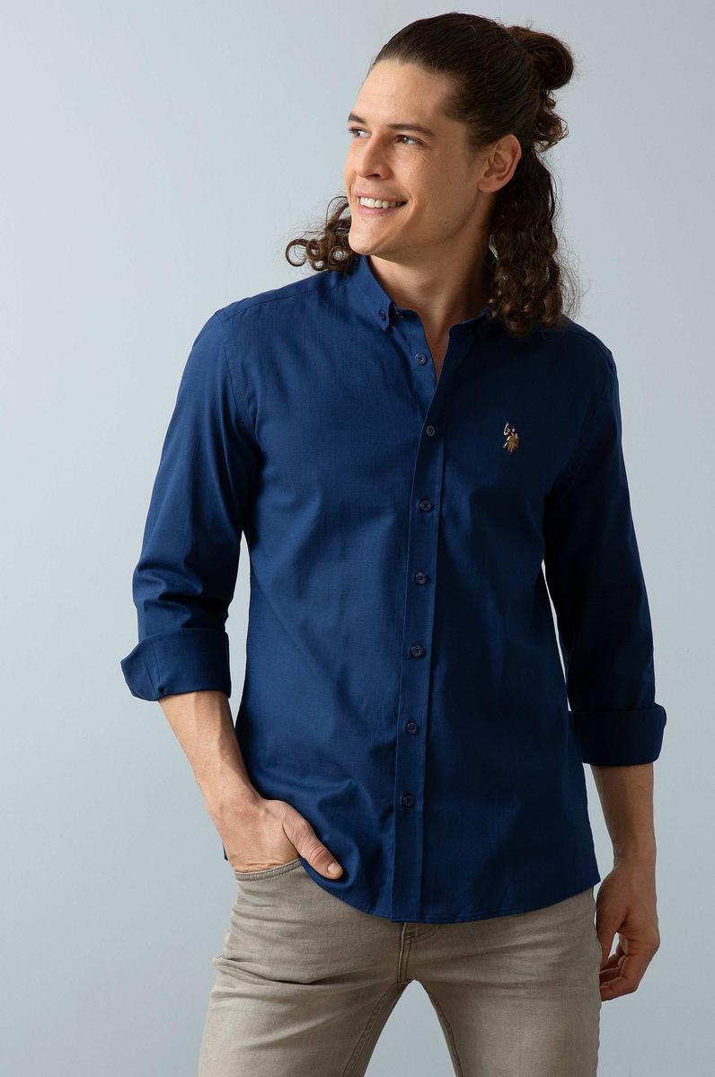 Erkek Lacivert Gömlek Uzunkol Basic