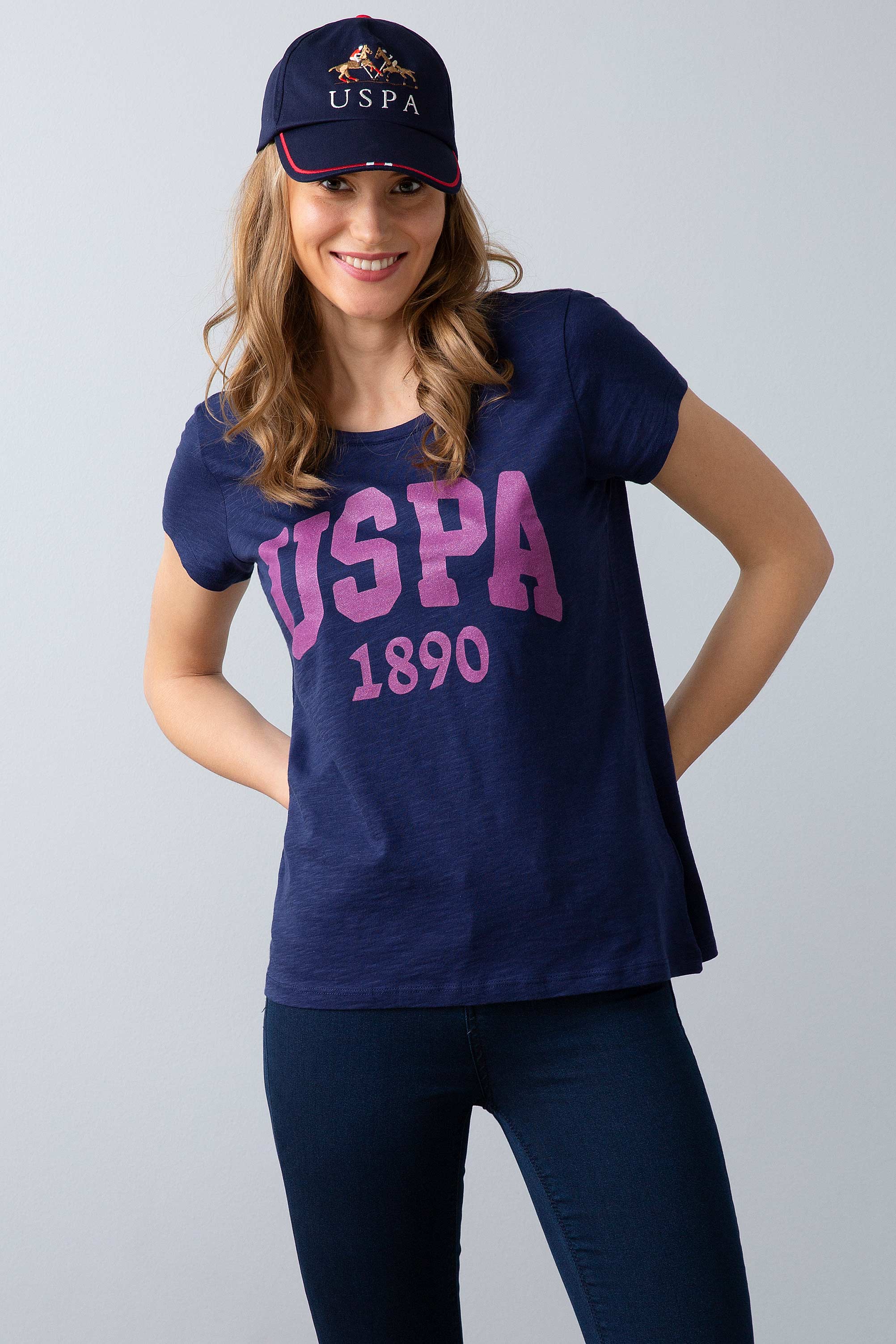 Kadın Lacivert Bisiklet Yaka T-Shirt