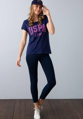 Kadın Lacivert Bisiklet Yaka T-Shirt - 50202255021