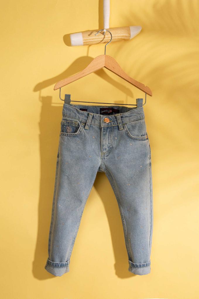 Kız Çocuk Mavi Denim Pantolon