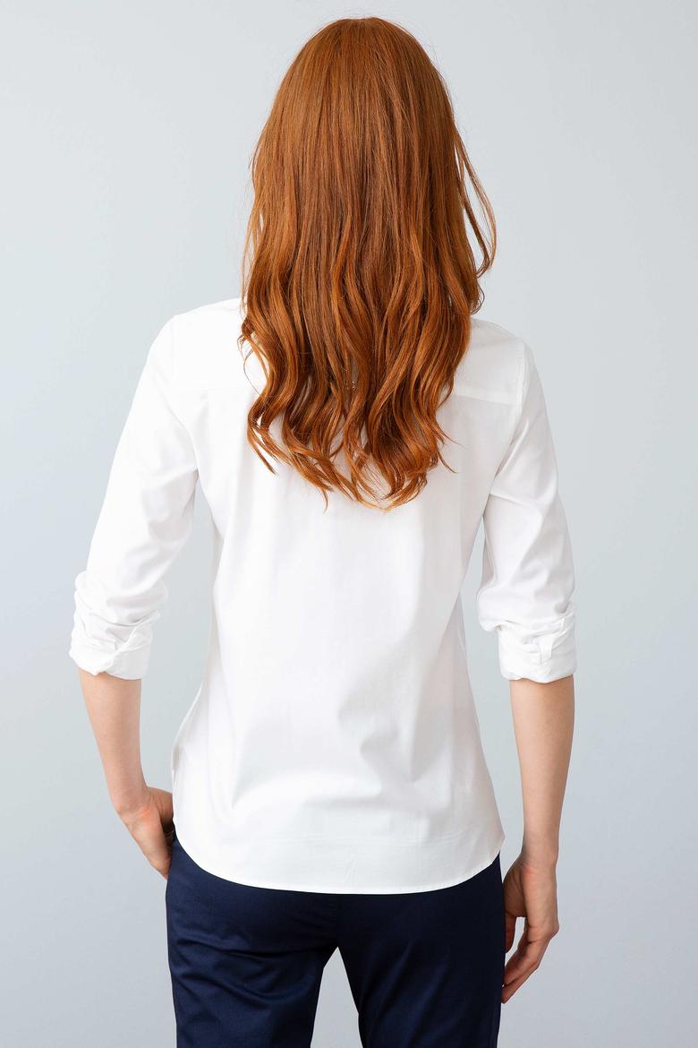 Kadın Beyaz Uzun Kollu Basic Gömlek - 50195068002