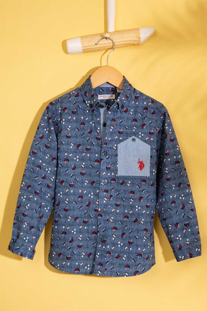 Erkek Çocuk Mavi Gömlek Uzunkol