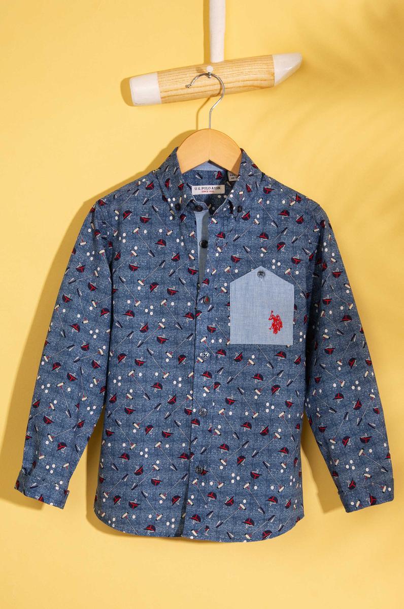 Erkek Çocuk Mavi Gömlek Uzunkol