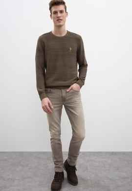 Erkek Haki Bisiklet Yaka Triko Kazak - 50205629013