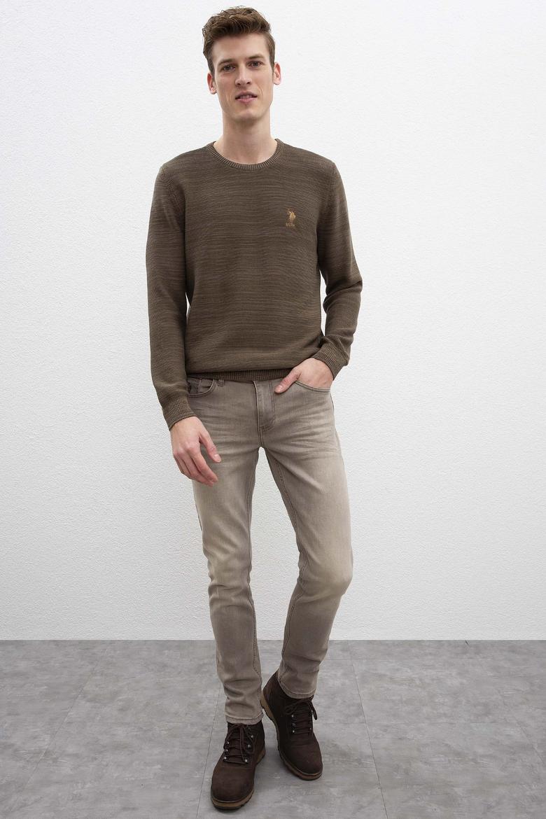 Erkek Haki Bisiklet Yaka Triko Kazak - 50205629013