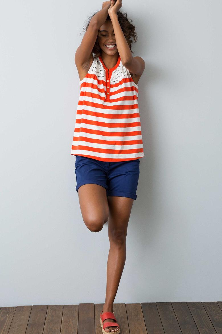 Lacivert Dokuma Bermuda Capri