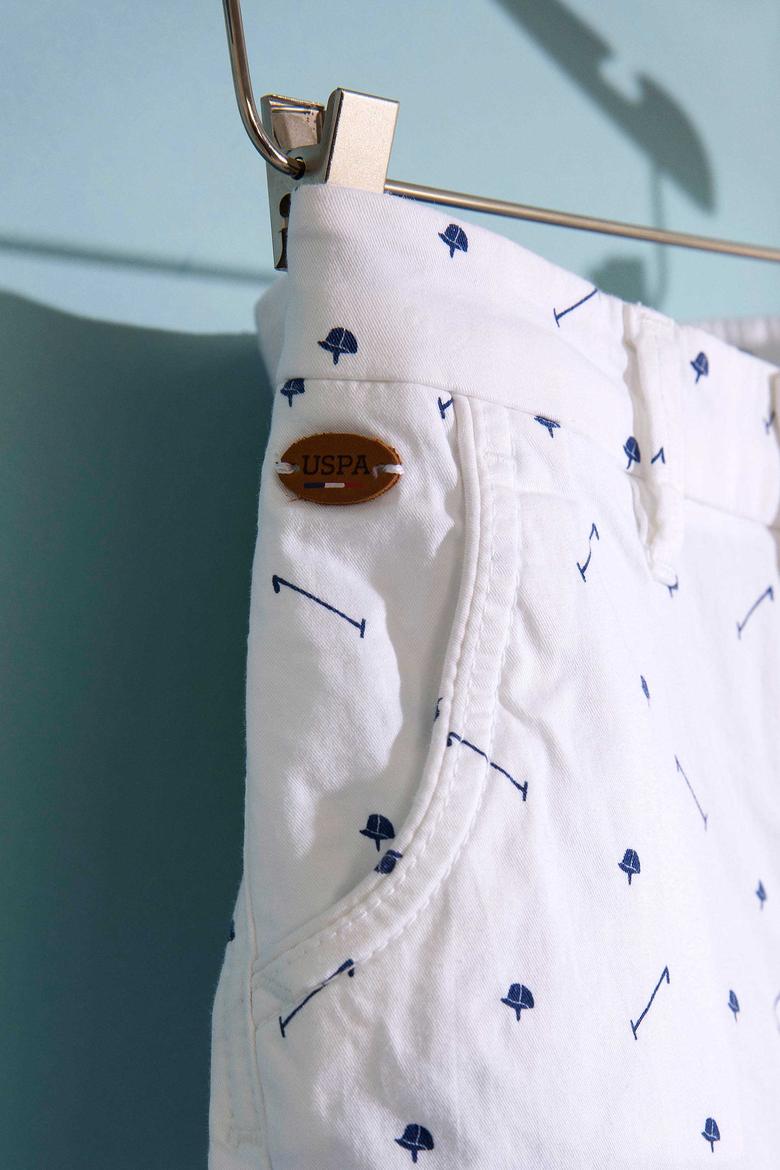 Beyaz Dokuma Bermuda Capri - 50187336072