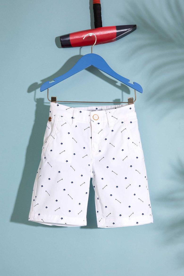 Beyaz Dokuma Bermuda Capri